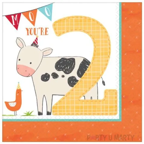 serwetki farma cyfra 2 amscan 33 x 33 cm 16 szt