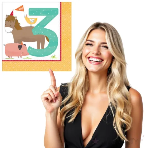 serwetki farma cyfra 3 amscan 33 x 33 cm 16 szt