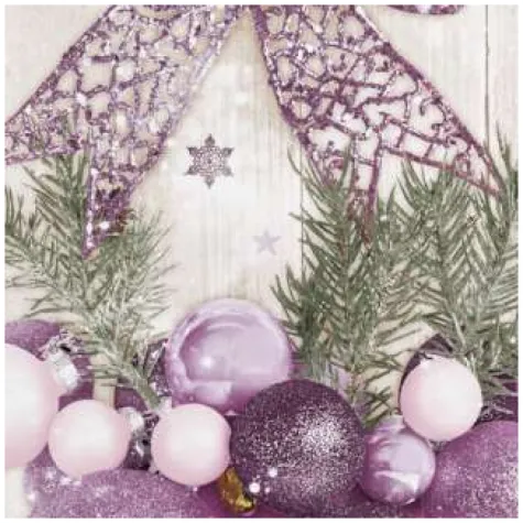 serwetki fioletowe bombki choinkowe z kokarda maki 33 cm 20 szt