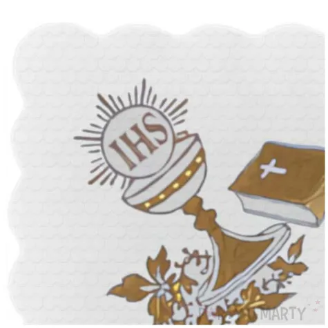 serwetki gastronomiczne komunia swieta kielich i hostia zabkowane bialy deco mariage 15 cm
