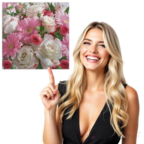 serwetki gerbery i biale roze maki 33 cm 20 szt