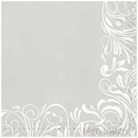 serwetki gladkie z ozdobna ramka srebrne paw 33 cm 20 szt