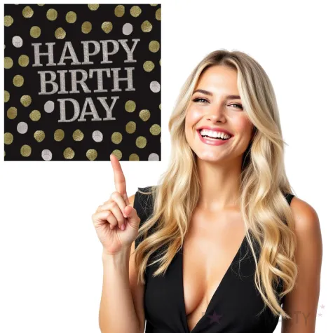 serwetki glossy happy birthday czarne 33 cm 20 szt