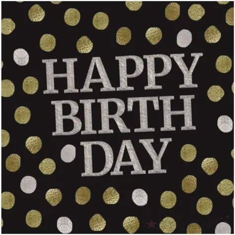 serwetki glossy happy birthday czarne 33 cm 20 szt