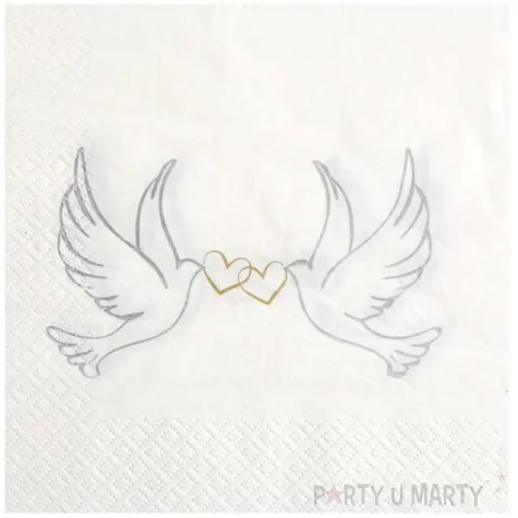 serwetki golabki slubne santex biale 33 cm 20 szt