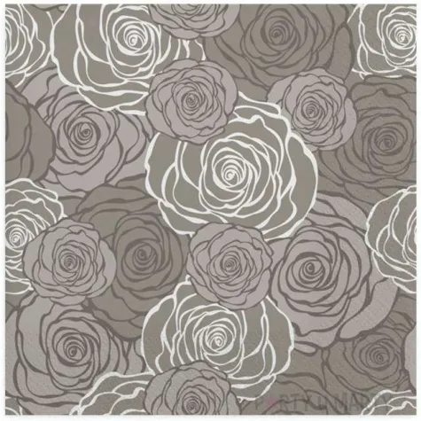 serwetki grafika rozy szara maki 33 cm 20 szt