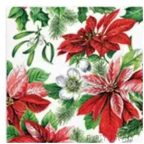 serwetki gwiazda betlejemska kolorowe paw 25 cm 20 szt