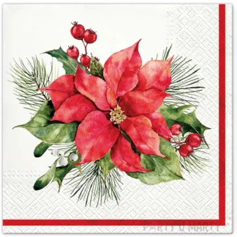 serwetki gwiazda betlejemska kwiat paw 33 cm 20 szt