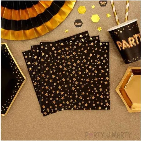 serwetki gwiazdki glitz glamour neviti czarne 33 cm 16 szt