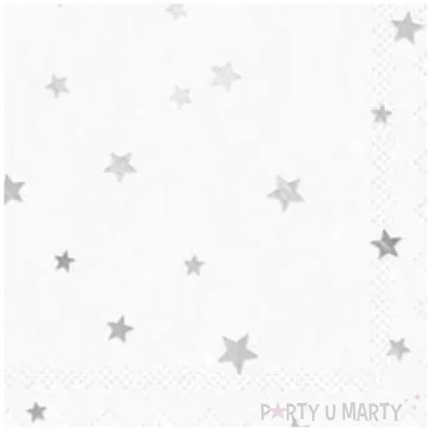 serwetki gwiazdki srebrne biale partypal 33x33 cm 10 szt