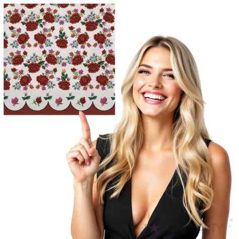 serwetki haftowane roze maki 33 cm 20 szt