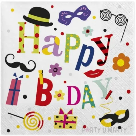 serwetki happy b day z maskami maki 33 cm 20 szt