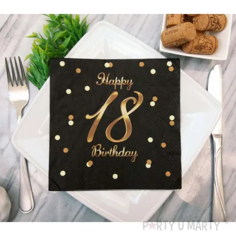 serwetki happy birthday 18 b c czarno zloty godan 33 cm 20 szt
