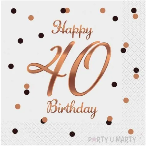 serwetki happy birthday 40 beauty and charm rozowo zloty godan 33 cm 20 szt