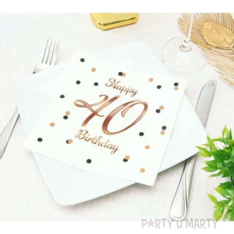 serwetki happy birthday 40 beauty and charm rozowo zloty godan 33 cm 20 szt
