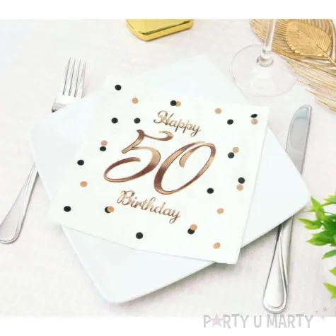 serwetki happy birthday 50 beauty and charm rozowo zloty godan 33 cm 20 szt