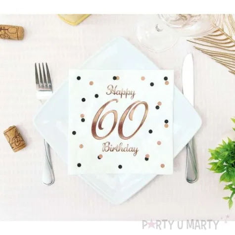 serwetki happy birthday 60 beauty and charm rozowo zloty godan 33 cm 20 szt