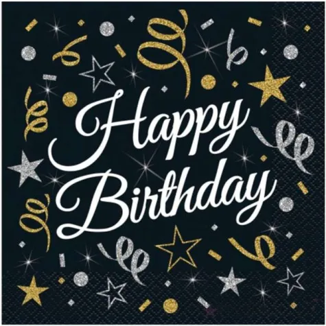 serwetki happy birthday b c czarny godan 33 cm 20 szt