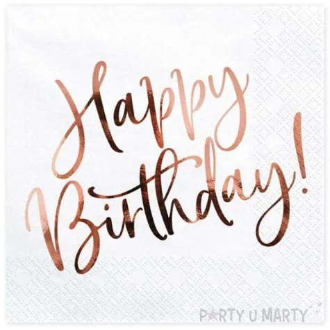 serwetki happy birthday biale partydeco 33cm
