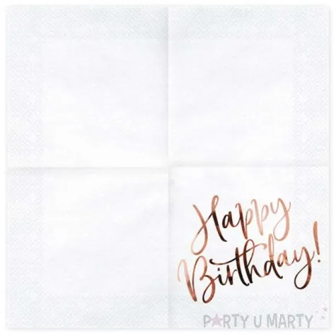 serwetki happy birthday biale partydeco 33cm