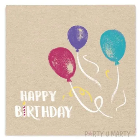 serwetki happy birthday brazowe amscan 33 cm 20 szt