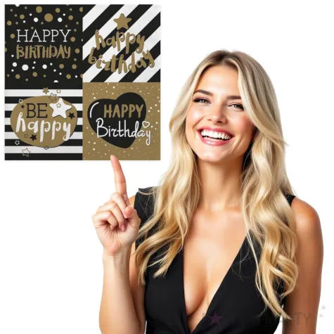 serwetki happy birthday czarno zlote maki 33 cm 20 szt