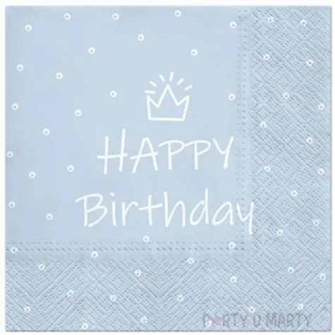 serwetki happy birthday kropki blekitne 33 cm 20 szt