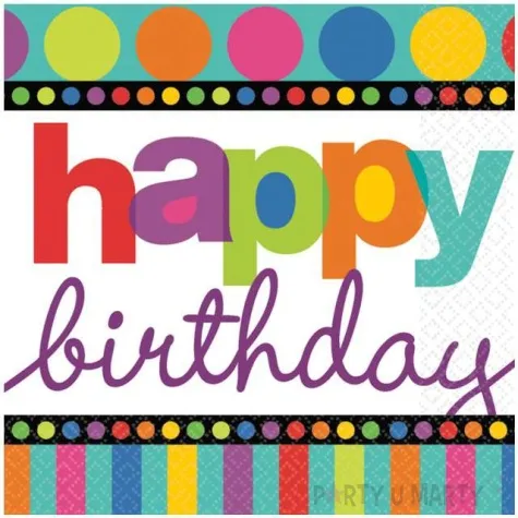 serwetki happy birthday kropki i paski amscan 33 cm 16 szt