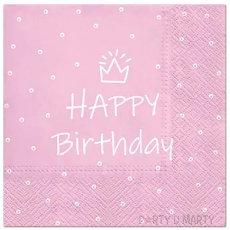 serwetki happy birthday kropki rozowe 33 cm 20 szt