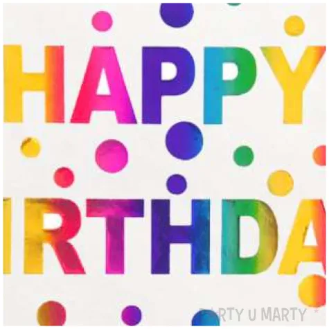 serwetki happy birthday teczowe grochy partypal 33 cm 10 szt