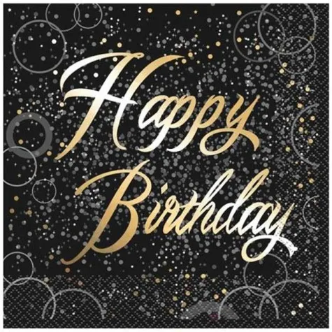 serwetki happy birthday urodziny glitz unique zlote 33 cm 16 szt