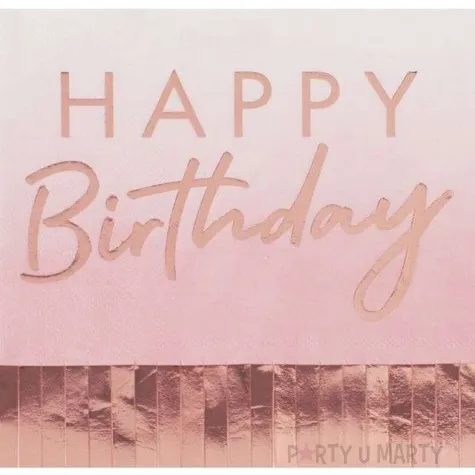 serwetki happy birthday z fredzlami rozowe zloto ginger ray 16 cm 16 szt