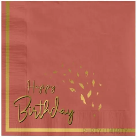 serwetki happy birthday zlota rama rozowe folat 33 cm 20 szt