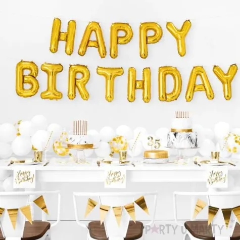 serwetki happy birthday zlote urodziny partydeco biale 33 cm 20 szt