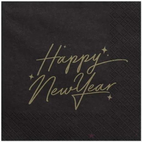 serwetki happy new year czarne 33 cm 20 szt