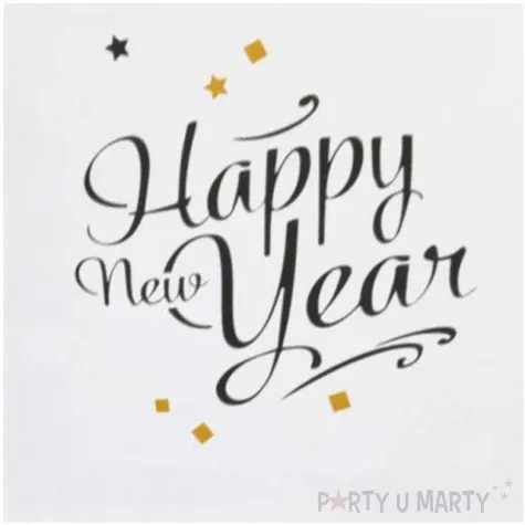 serwetki happy new year golden wishes amscan 33 cm 20 szt