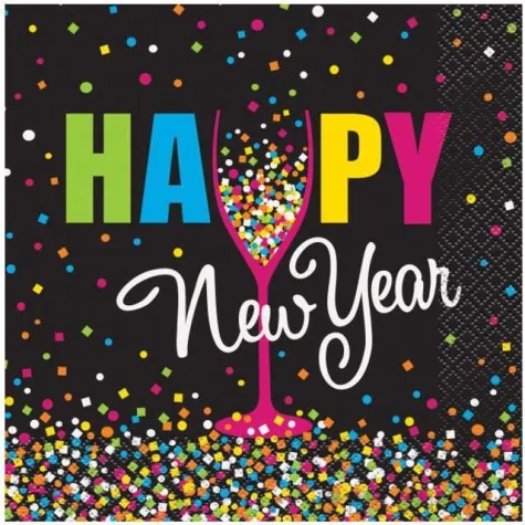 serwetki happy new year konfetti unique 33 cm 16 szt
