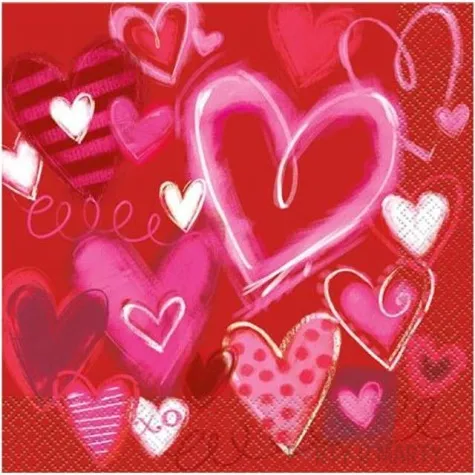 serwetki hearts unique czerwone 33 cm 20 szt