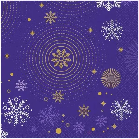 serwetki hello winter swiateczne sniezynki granatowy godan 33 cm 20 szt