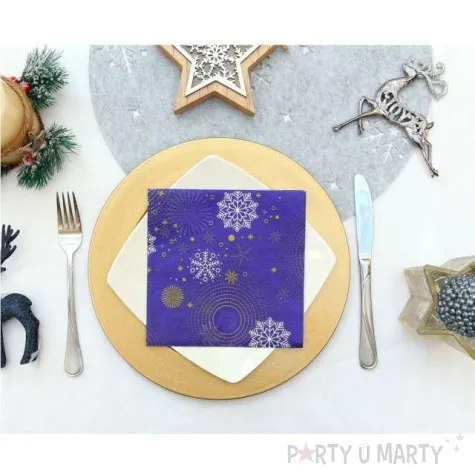 serwetki hello winter swiateczne sniezynki granatowy godan 33 cm 20 szt