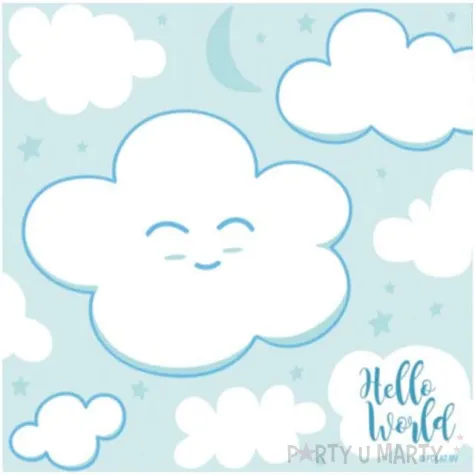 serwetki hello world chmurki blekitny 25 cm 20 szt