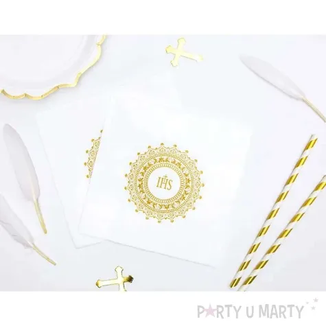 serwetki i komunia swieta ihs biale partydeco 33 cm 20 szt