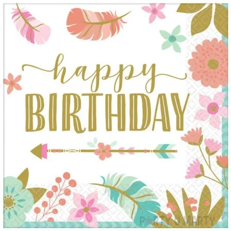 serwetki indianskie urodziny happy birthday amscan 25x25 cm 16 cm