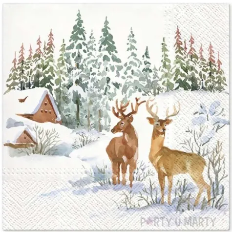 serwetki jelenie na sniegu paw 33 cm 20 szt