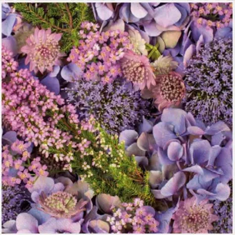 serwetki jesienne fioletowe kwiaty maki 33 cm 20 szt