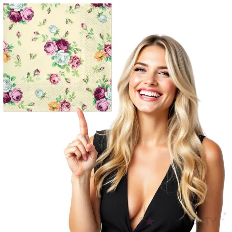 serwetki klasyczne roze bezowe paw 33 cm 20 szt