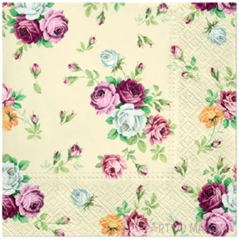 serwetki klasyczne roze bezowe paw 33 cm 20 szt