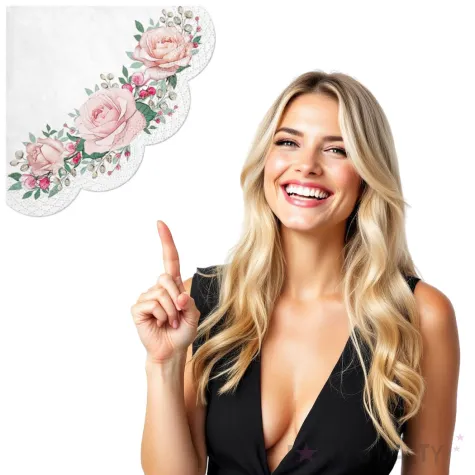 serwetki klasyczne roze okragle paw 32 cm 12 szt