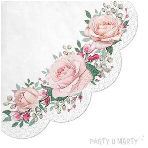 serwetki klasyczne roze okragle paw 32 cm 12 szt