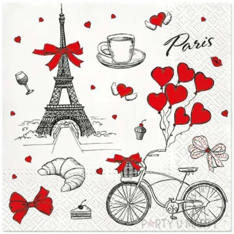 serwetki kocham francje paw 33 cm 20 szt